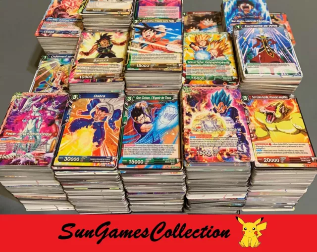 Lot de 100 Cartes  Dragon Ball Super Card Game Sans Double + Brillantes + Rares
