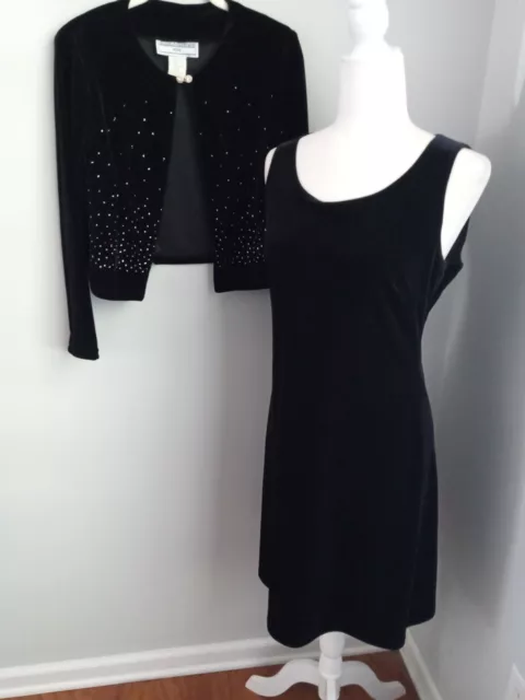 Vintage Jessica Howard Dress Black Velvet Size 10 Petite