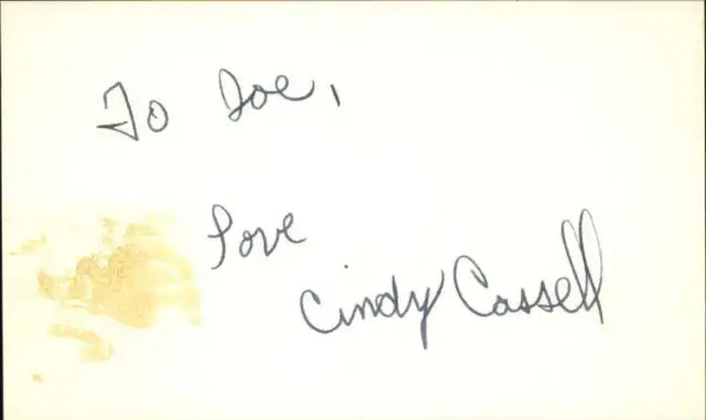 Cindy Cassell Actress Happy Days Signed 3" x 5" Index Card