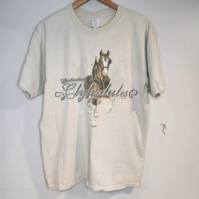 Anheuser-Busch Budweiser Clydesdale Graphic T Shirt Men's Large Vintage Cotton