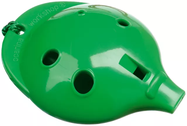 Plastic OCARINA Green 4-hole & How-to-Play card; Easy to play Musical Instrument