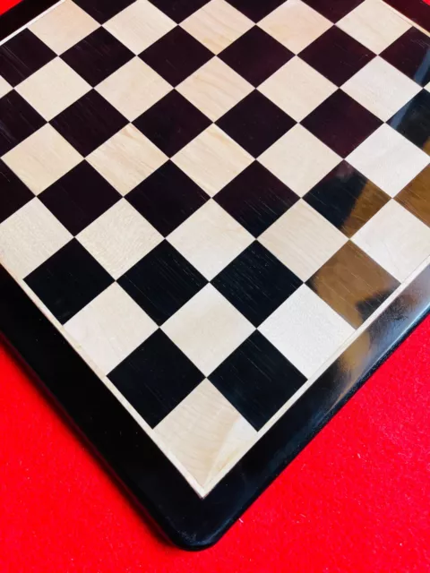 17 X 17 Inch Ebony Wooden Black & White Non Magnetic Flat Chess Game Board Only