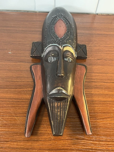 Handcrafted African Wood Carved Tribal Wallhanging Art Mask Made in Ghana