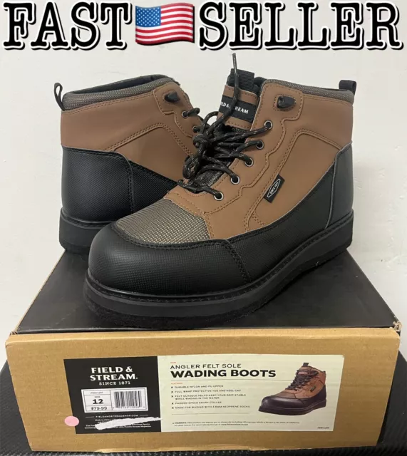 Field & Stream Men's Angler Felt Sole Wading Boots Size 12 - NEW IN BOX!