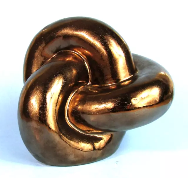 Bronzed Ceramic Infinity Loop  Twisted Knot Abstract Modernist Sculpture