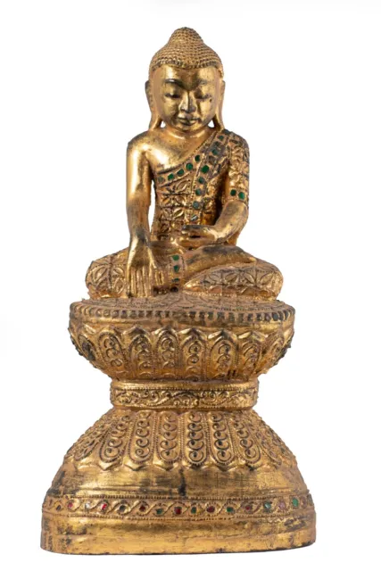 "Buddha - Ancient Burmese Wood Style Ava Enlightenment 39cm/16"" Statue"
