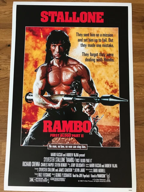 LARGE MOVIE POSTER Rambo First Blood Part 2 Sylvester Stallone 43cm x ...