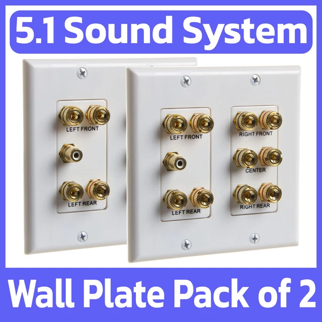 2 Pack 5.1 Surround Sound System Wall Plate Home Theater Speaker Face Plate