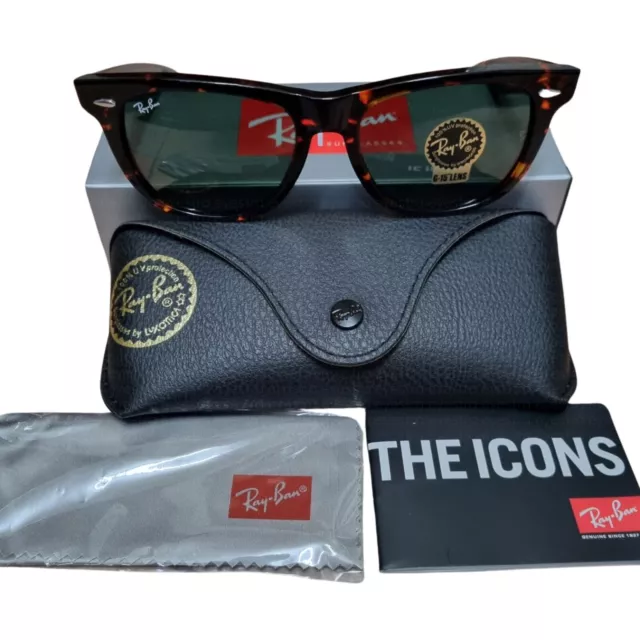 Ray-Ban Wayfarer Tortoise Frame Green G-15 Lenses Non-Polarised RB2140 902 54mm