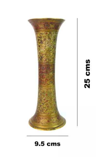 Indian Home Decorative Brass Enamel Work Antique Flower Vase (10 Inch) G7-1031