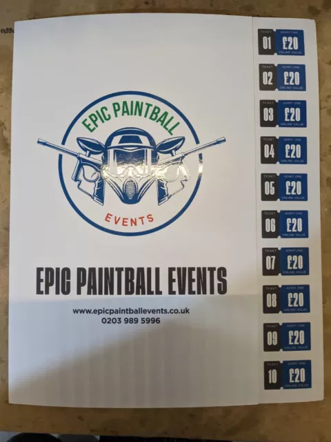 Epic Paintball Events- All over UK-Valid till 2025- 10 tickets for £120