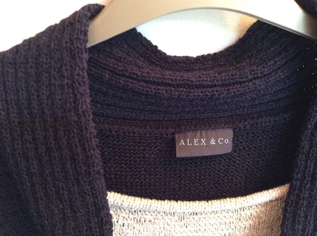Alex & Co Größe 14 marineblau und beige Twist vorne Sommergewicht Baumwolle Strickpullover 5