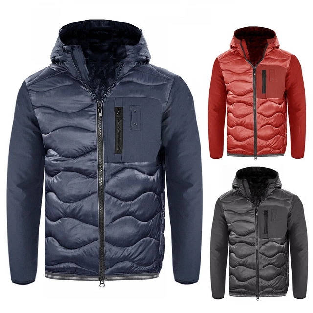 Piumino Uomo Invernale Giubbotto Casual Nero Blu Giubbino Slim Fit Cappuccio