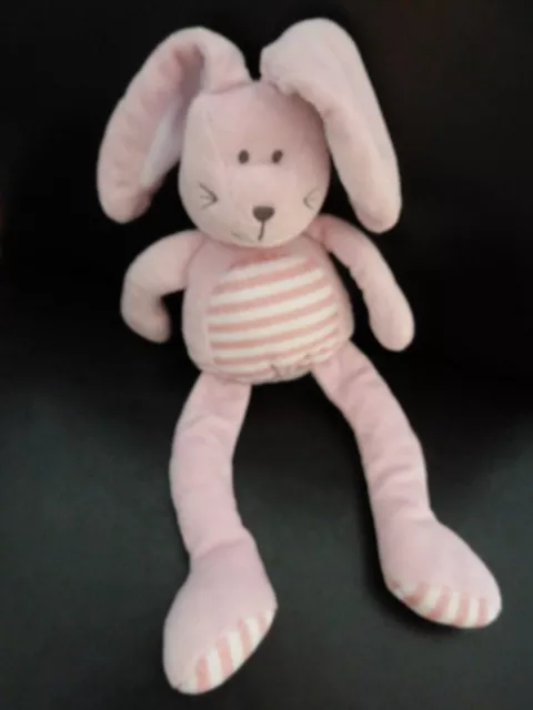 R4. DOUDOU PELUCHE SIMBA LAPIN  ROSE RAYE BLANC 26/36 cms - NEUF*