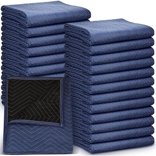 24 Pcs Moving Blankets Heavy Duty Packing Blankets 74 x 40 (42 lb Weight) Qui...