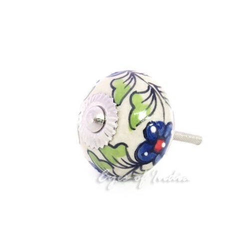 Vert Bleu Céramique Commode Porte Armoire Placard Boutons Tirer Décorative Usé C