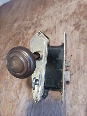 Antique  Door Knob Lock  Complete Assembly Art Deco no key