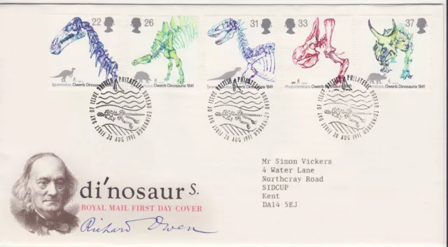 GB Stamps First Day Cover 150th Anniv of Dinosaur Identification SHS Bones 1991