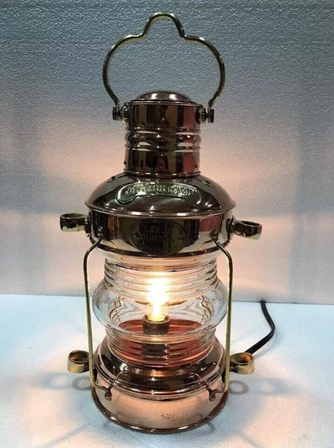 Antike nautische elektrische Laterne aus Kupfer und Messing, 35,6 cm,...