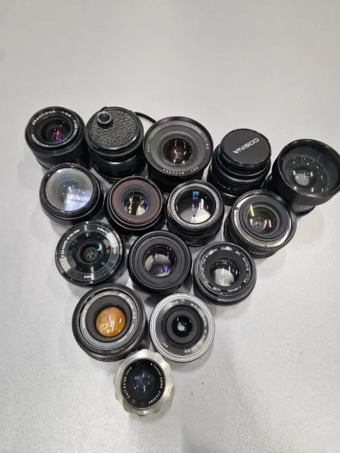 Lot of 15 Zoom Lens Various Models 28mm/50mm/17mm/16-50mm/14-42mm For Parts