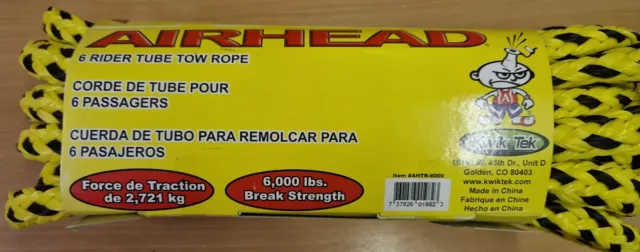 AIRHEAD 6 RIDER SUPER STRENGTH TUBE TOW ROPE INCLUDING ROPE KEEPER water 19M 2
