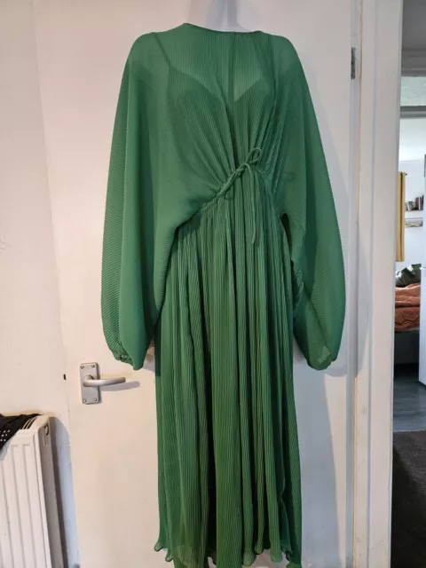 Zara Green Midi Dress 12/14 Emerald Wedding Spring Summer Batwing