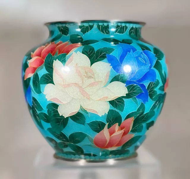 Beautiful Japanese Plique A Jour Enamel Cloisonne Vase—OTA