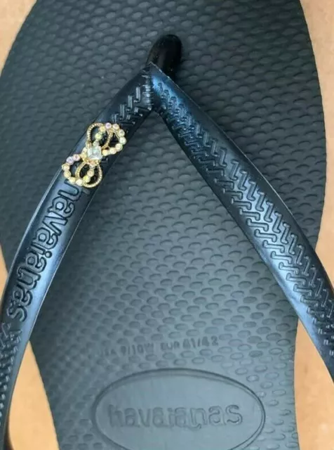 Original HAVAIANAS Flip Flops Women Slim with Crystal and Personalized Charm