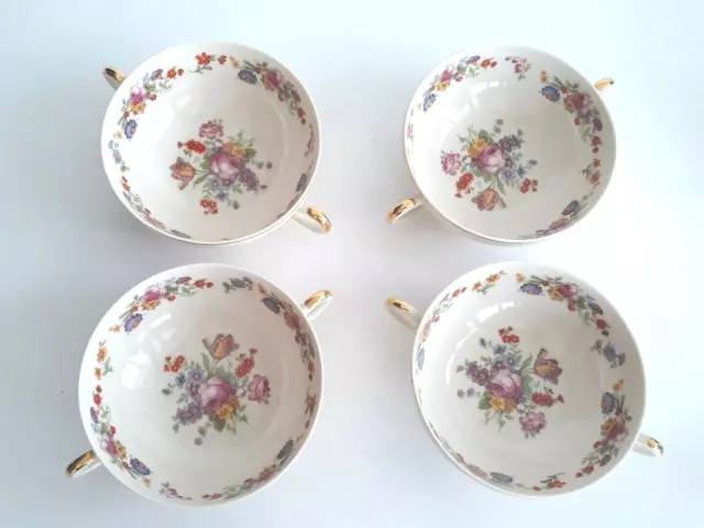 Vintage Bowls Set Of 4 Old Ivory Syracuse China Sharon Soup Floral Gold Trim