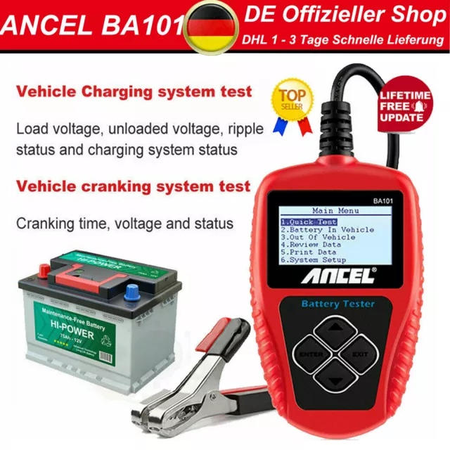 2024 BA101 12V Auto Batterietester Digital PKW KFZ Diagnosegerät Akku Testgerät 2