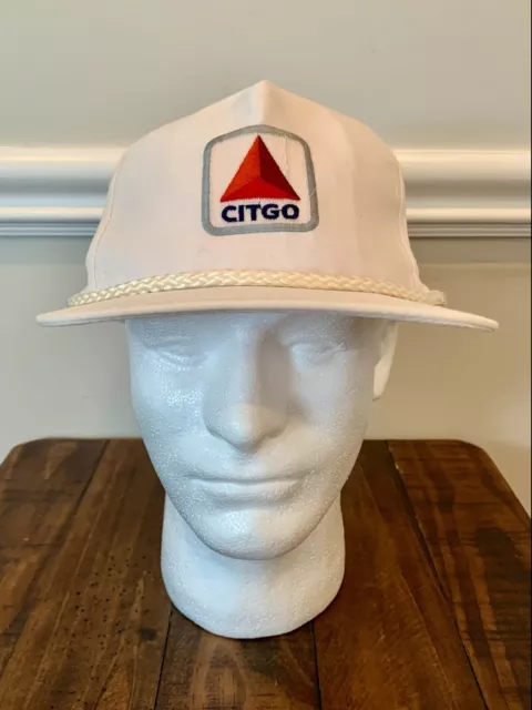 Vintage Citgo Rope Hat Cap White Snapback Gas Oil Logo