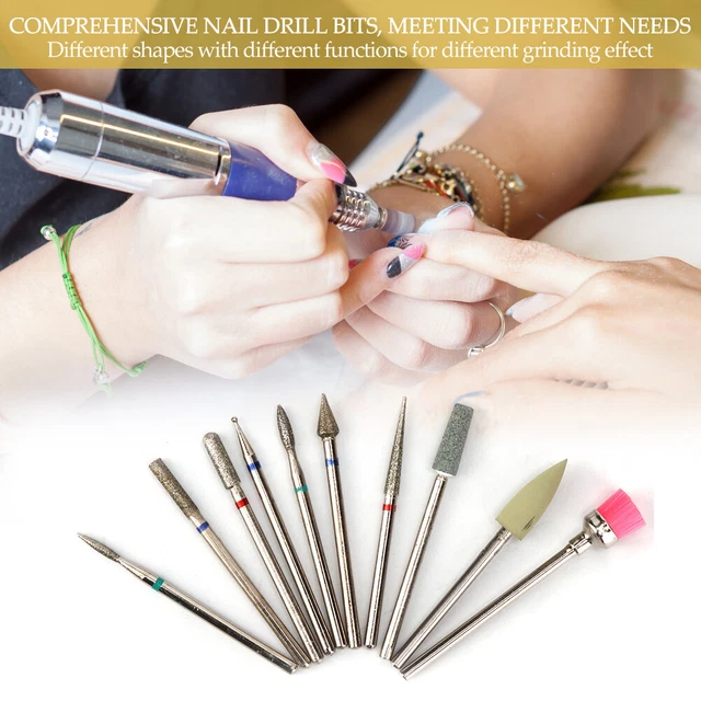 10 Pcs Nail Drill Set Manucure Pédicure Nail Polissage Grinder Accessoires