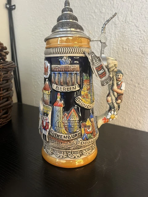 Stunning German Beer Stein Deutschland Lid Unique Design Stunning German Beer Stein Deutschland Lid Unique Design