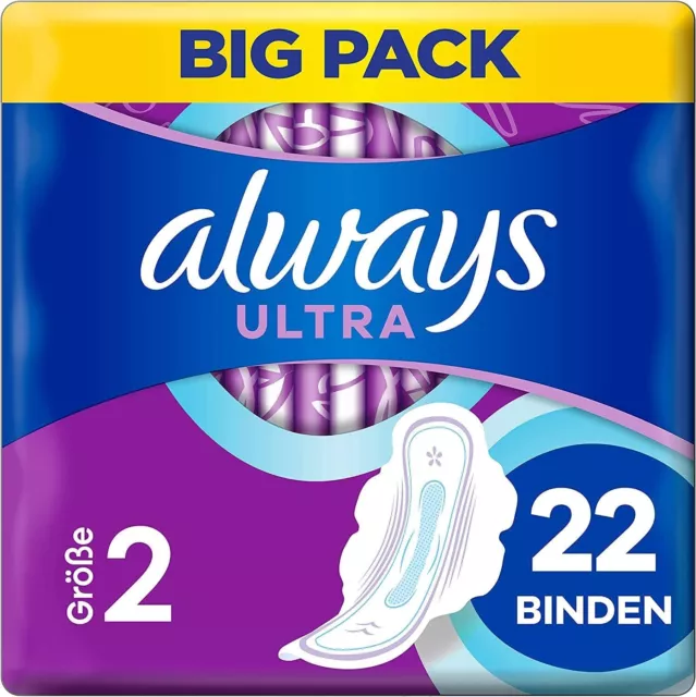 always maxi Damenbinde Long mit Flügeln BigPack 22 Stück