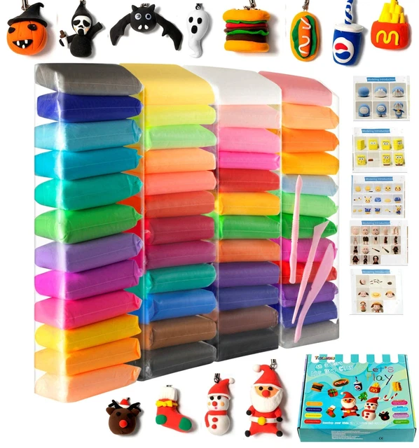Kit Argile Sèche à L'Air 36 Couleurs – Pâte à Modeler Ultra Légère Avec Outils Et Livret, Cadeau Créatif Enfants