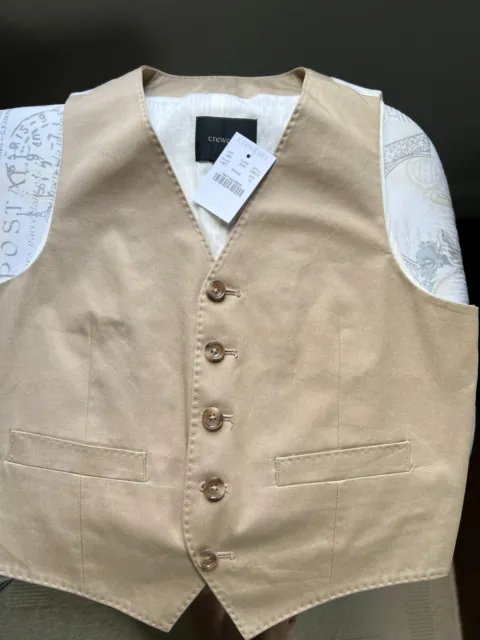 NEW JCrew Crewcuts Boys Ludlow Cotton Suit Vest sz 10 sand Italy