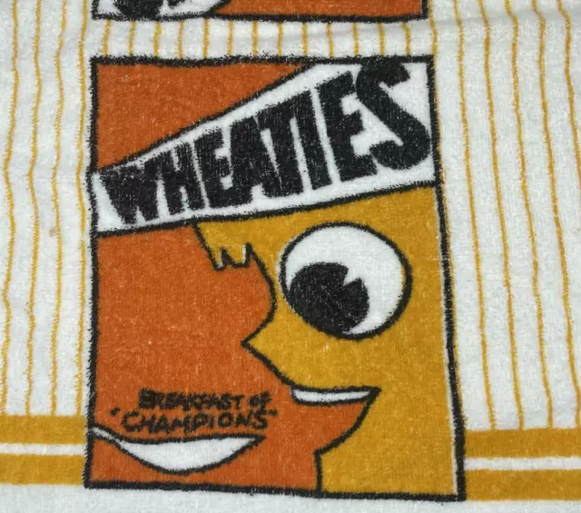 wheaties vtg towel breakfast of champions 1990 general mills ad orange yellow