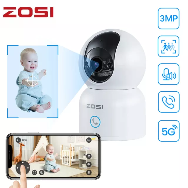 ZOSI 2K Cámara IP Seguridad WiFi Interior para Bebes Hogar Visión Nocturna Audio
