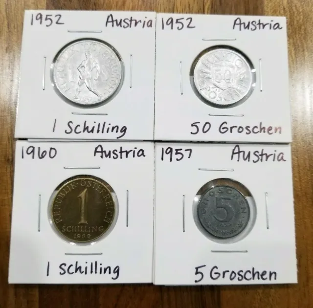 Austria Coins 1952-1960 (Austrian) Groschens & Shillings