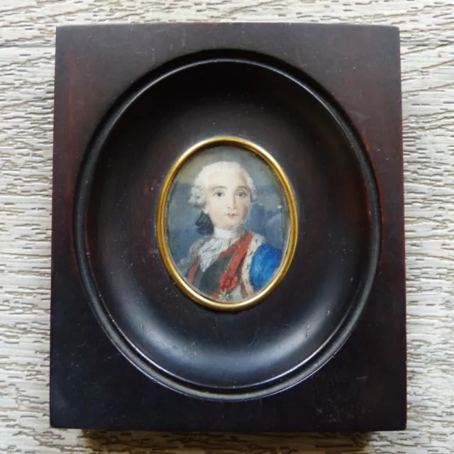 BELLE MINIATURE fin XVIIIème PORTRAIT PEINTURE ( LOUIS XV ? ) 1780's .