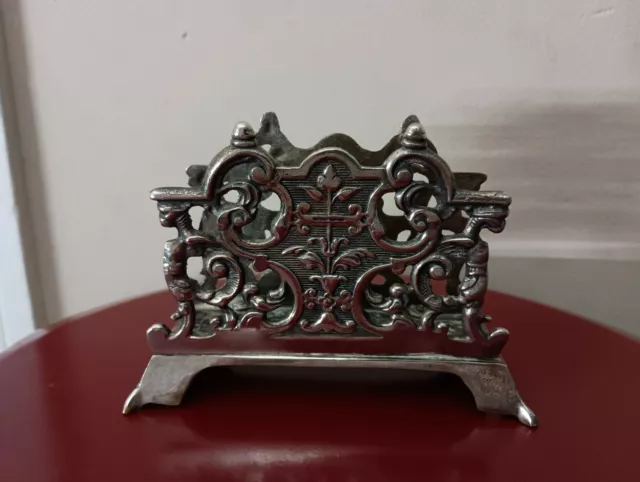 Antique Art Nouveau Cast Iron Letter/Napkin Holder Metalware Vintage Collectible