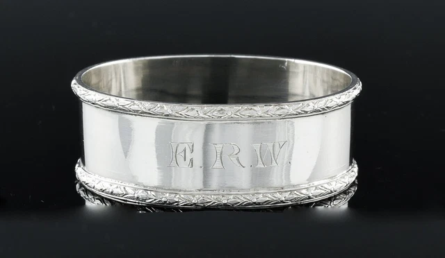 Fine Heavy Older Vintage Birks Sterling Silver Dinner Napkin Ring E.R.W Monogram