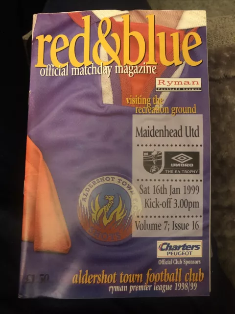 Aldershot v Maidenhead United 16/1/99 1999 Match Programme