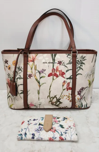 Dana Buchman Purse Faux Leather Handbag Multicolor Floral Shoulder Bag w/ Wallet
