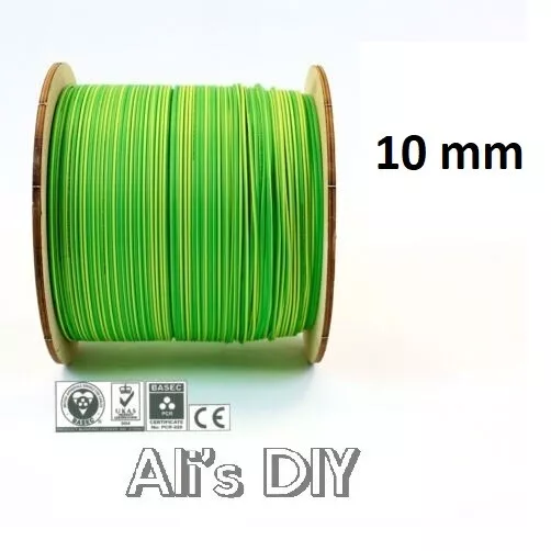 10 mm Single Core Conduit Cable 6491X Earth Yellow / Green Equipotential Bonding