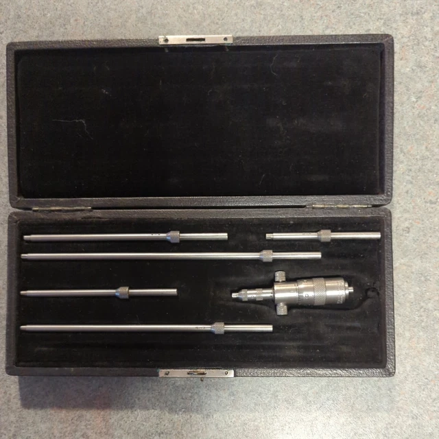 Vintage Starrett 8 Pc Solid Rod Inside Micrometer Set As Pictured .001 Grads.