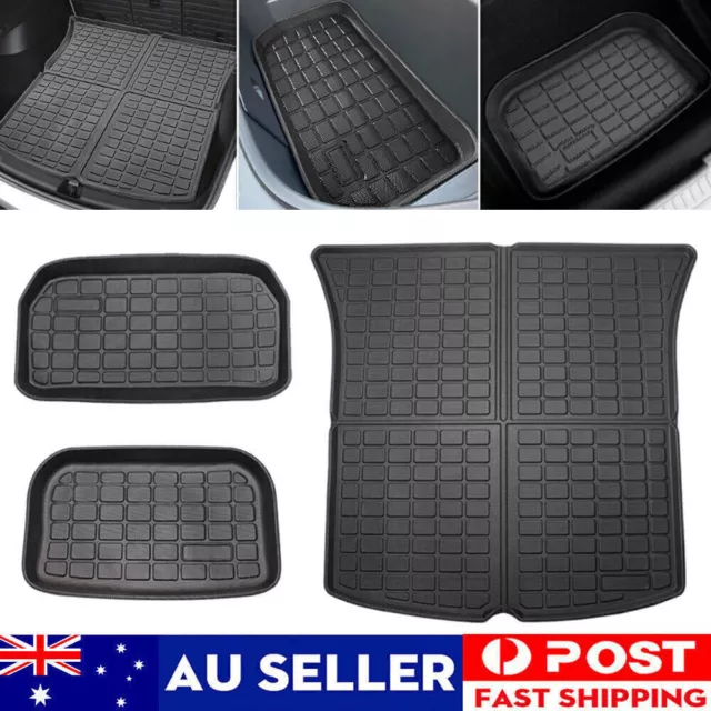 For Tesla Model Y Rear Front Cargo Trunk Toolbox Boot Liner Kick Floor Mats