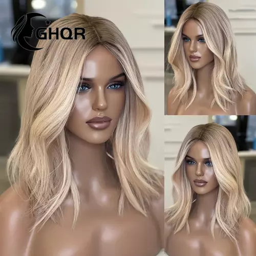 Human Hair Lace Frontal Wig Highlight Ash Blonde 360 Full Hd  Lace13x4 Brazilian