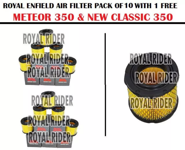 Royal Enfield New Classic 350 y Meteor 350" Paquete de filtros de aire de 10 + 1