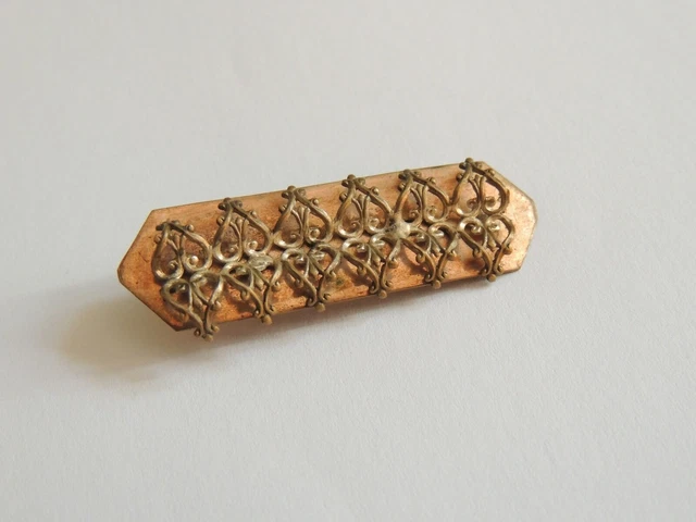 Broche Vintage En Métal Rose Art Nouveau Vers 1900 - Bijou Ancien